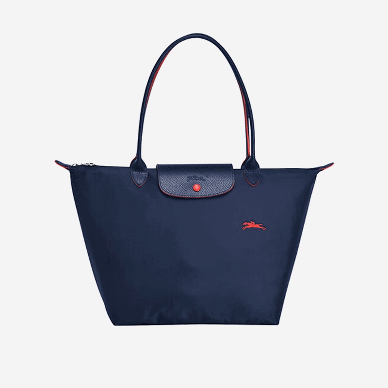 LONGCHAMP（longchamp） longchamp nylon Running horse embroidery Long handled large size shoulder bag 1899 619 Navy Blue