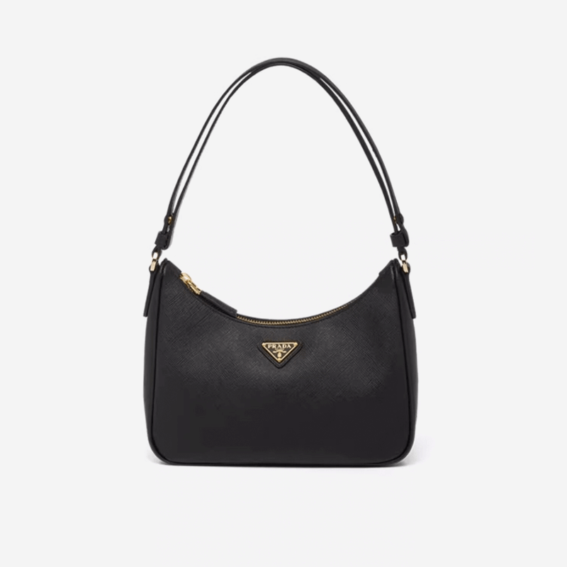 PRADA/PRADA【Qixi gift】Ms.Saffiano Leather MiniHoboHandbag armpit bag black